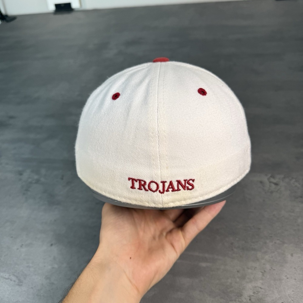 USC Trojans Hat White Flex Fitted Stretch White Baseball Cap Southern California - Picture 4 of 7